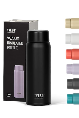 Tyeso Termos Paslanmaz Çelik, Hafif, İnce Kahve Bardağı, 200ml Siyah