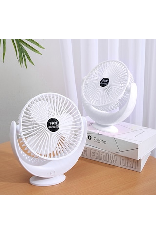 Vkemall Beyaz Usb Şarjlı Mini Masaüstü Fanı - Taşınabilir 3-6 Saat Çalışma Süresi - 4.5w Güç - Öğrenci/ev Kullanıma Uygun