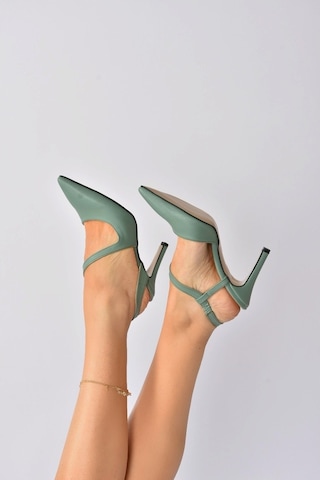 Fox Shoes Yeşil Sivri Burun Kadın Topuklu Ayakkabı K404910809
