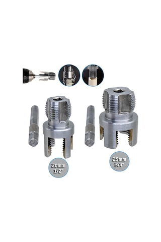 6484 Pvc Pprc Boru İç Ve Dış Diş Açma Aparatı 20/25 Mm 2'li Set