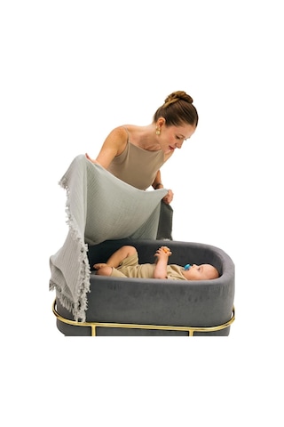 Miniboni Müslin Bebek Battaniyesi 100x120 Cm Gri