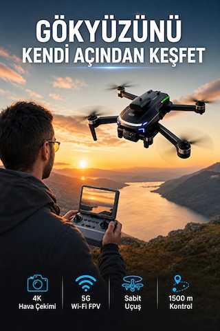 Premium M9 Plus 4k Hd Kameralı Katlanabilir Drone, Ekranlı Kumandalı, 5g Wi-fi Fpv Görüntü, Optik Akış