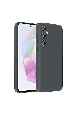 Galaxy Uyumlu A36 Kılıf Kamera Korumalı Kartlık Hazneli Zore Vitra Kapak Gri