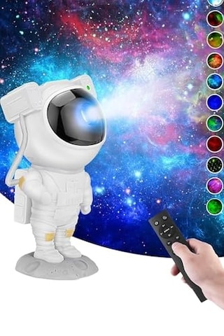 Yıldız Projektör Astronot Işıklı Kumandalı Galaksi Samanyolu Projeksiyon Gece Lambası Çok Renkli