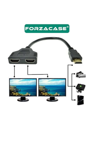 Forzacase 2 Port 4k Hdmı 1x2 Switch Ekran Monitör Splitter Çoğaltıcı Çoklayıcı Kablo 30cm - Fc1184