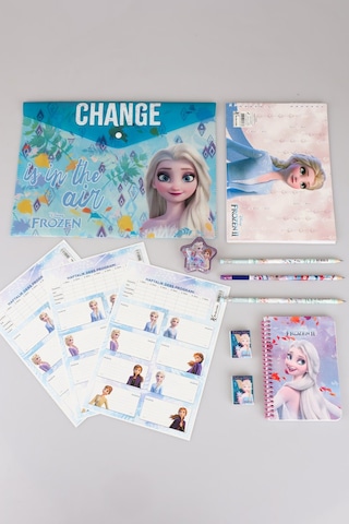 Dekomus Lisanslı Elsa Frozen 12 Parça Kırtasiye Seti Çıtçıt Dosya,okul Etiketi,silgili Kurşun Kalem,kalemtraş,bloknot,resim Defteri Altın
