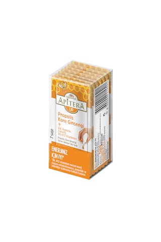 Apitera UP Doğal Bal, B Vitaminleri, Kırmızı Ginseng, Guarana ve Propolis İçeren Takviye Edici 7’li Saşe