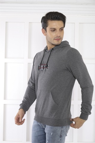 Escetic Spor Erkek G3 Melanj Cepli, Kapüşonlu Sweatshirt-4168