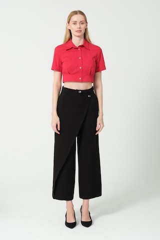 Polo Yaka Crop Gömlek Kırmızı