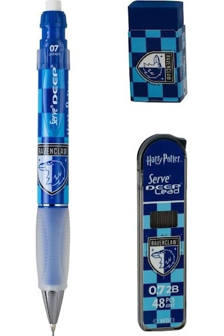 Serve Deep Üçlü Set 0.7 Mm Mekanik Versatil Kalem Harry Potter Ravenclaw Damalı - Mavi Çok Renkli