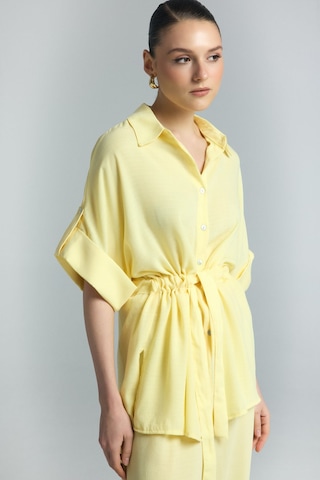 Beli Bağlamalı Kimono Gömlek - Sarı-137293