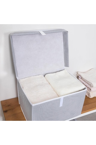 Çok Amaçlı Düzenleyici Kapaklı Sandık Tipi Kutu Hurç Organizer 40 X 30 X 26, Gri