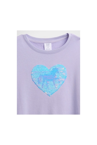 Gap Kız Çocuk Relaxed Flippy-sequin Grafikli Sweatshirt Mor