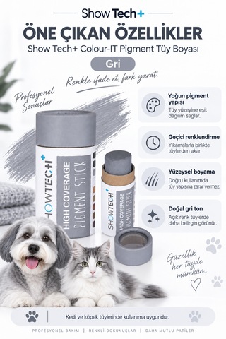 Showtech Colour-ıt El Yapımı Pigment Toz Geçici Köpek Tüy Boyası Gri