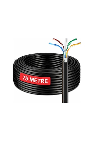 75 Metre Cat6 Kablo Awg23 Bakır Tel Double Layer İç Ve Dış Mekan Ethernet İnternet Kablosu
