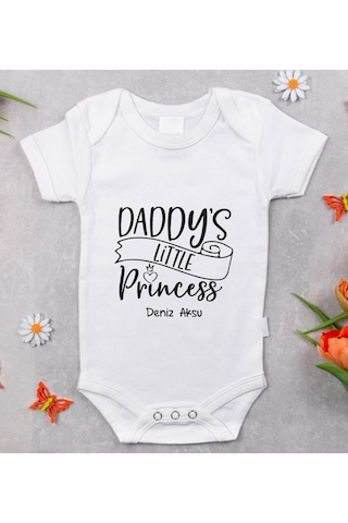 Bitmeyenkartus Bk Kids Isimli Daddy'S Little Princess Tasarımlı Bebek Body Zıbın Beyaz