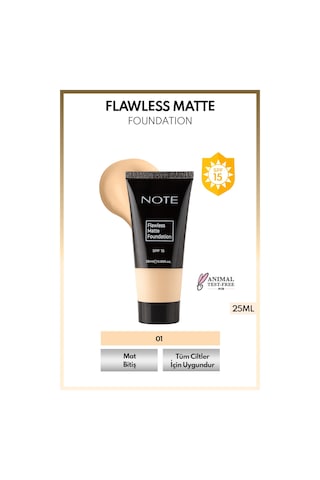 Flawless Matte Foundation SPF 15 Yoğun Kapatıcı Mat Bitişli Fondöten - 01 Açık