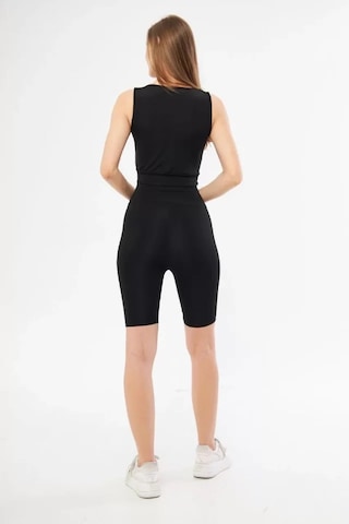 Nnstartshopping Kolsuz Dalgiç Baskılı Crop - Siyah Siyah