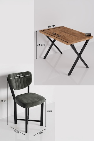 Gees Global Elma Masa Seti Çok Renkli Gri 110x70 Cm Gbzs