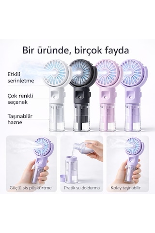 F4 Mini Sprey Vantilatör Usb Şarjlı 4 Kademeli Taşınabilir El Fanı Su Püskürtmeli Boyun Askılı