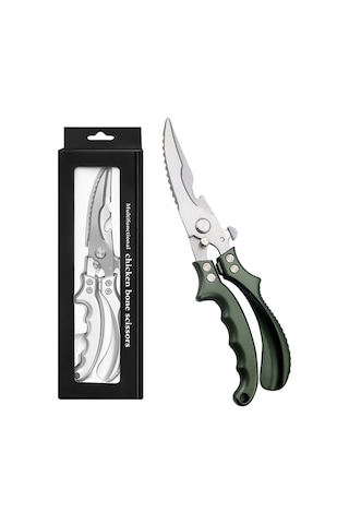 Moveevo "paslanmaz Çelik Mutfak Makası - Balık Pullama, Kemik Kesme Ve Daha Fazlası İçin Ergonomik Tasarım" Yeşil