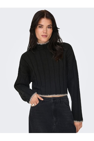 Only Onlchıck Stıtch Ls Hıghneck Knt Noos Kadın Siyah Kazak - 15329963 Siyah