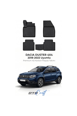 Otocraft Dacia Duster 4x4 2018-2022 Araca Özel 4d Karbon Oto Paspas Havuzlu Tam Set