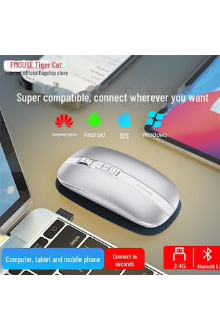 Tigercat M113 Çift Modlu Bluetooth Sessiz Ultra İnce Kablosuz Fare Ofis Ve Dizüstü Bilgisayar Kullanımı İçin Diğer