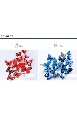 Çift Kanatlı Kelebek Özel Kelebekler Yeni Model 3D Duvar Ve Buzdo (413313703)