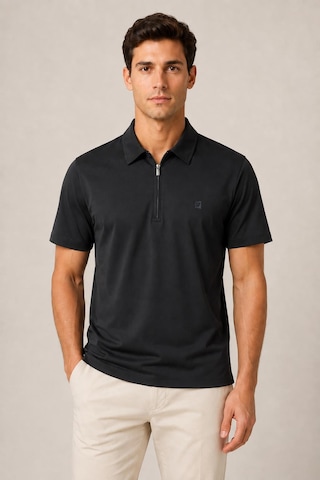 Alexander Gardi Teknik Kumaş Fermuarlı Polo T-shirt Siyah
