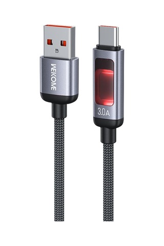 Wk Wdc-107 3a Akıllı Dijital Ekran Usb Tip-c Hızlı Şarj Veri Kablosu, Uzunluk: 1.2m Siyah