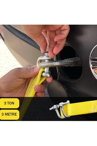 Kkdavm Çekme Halatı Lüx 3 Mt Çelik Uçlu 3 Ton Çeki Halatı