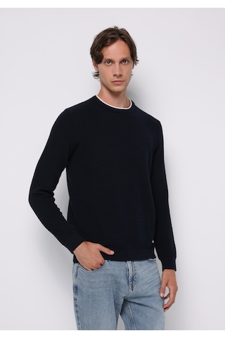 Colin's Colins Regular Fit Yuvarlak Yaka Jakarlı Erkek Lacivert Kazak Cl1076734 Q1.v2 Nav Lacivert
