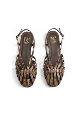 Ne&ve Shoes Kahve Yılan Biye Kadın Günlük Sandalet