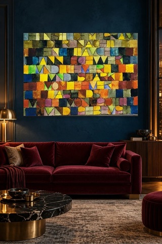 Fida Paul Klee Renkli Harf Kareleri Şiiri Canvas Tablo Çok Renkli