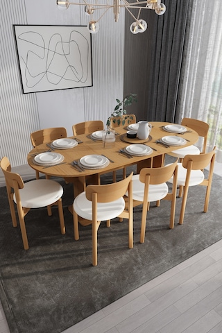 Modern 8 Kişilik Mutfak Yemek Masası Ve Sandalye %100 Mdf Mutfak Yemek Odası Masası Takımı Ymt08 Karına