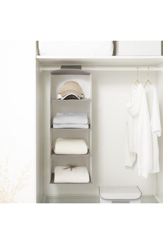 Alas 4 Katlı Dolap İçi Düzenleyici Raf - Çizgili Gri