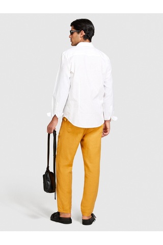 Sisley Keten Pamuk Karışımlı Slim Fit Gömlek Erkek Beyaz Gömlek - 324p59a2sq03g