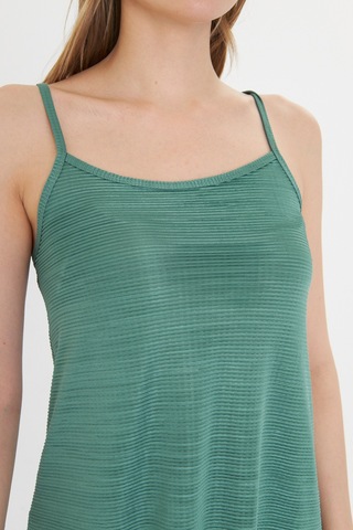 Gülkurusu Kadın Askılı Piliseli Elbise Yeşil