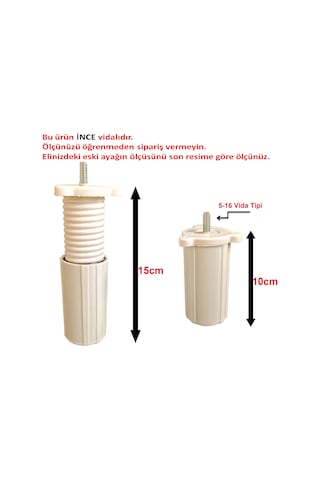 Orta Koltuk Kanepe Baza Destek Ayağı 8 Adet Beyaz 10 cm 5/16 Vida
