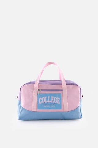İcone Bag Baskılı Spor Çanta, Cepli Spor Çanta, Fermuarlı Detaylı Çocuk Spor Çanta, Mor - Pembe