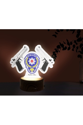 Kişiye Özel Polis Tasarımlı Dekoratif 3D Biblo Led Işıklı Gece La (487038663)