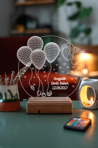 Yeni Doğan, Hoş Geldin Bebek 16 Renk Kumandalı 3d Gece Lambası