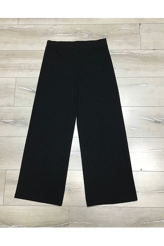 Scuba Beli Lastikli Bedenli Büyük Beden Bol Paça Panolont-inci Siyah