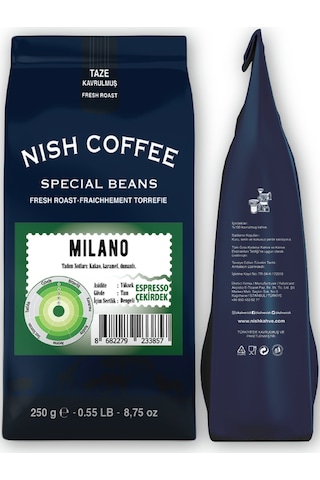 Nish Kahve Espresso Milano Çekirdek Kahve 250 G