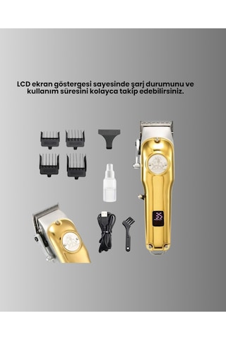 Type-c Şarjlı Lcd Ekranlı Profesyonel Saç Sakal Tıraş Makinesi 1 - 2 Saat