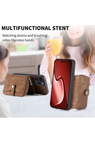 Bloomnest İphone Uyumlu 15 Pro İçin Dayanıklı Fermuarlı Crossbody Cüzdan Kılıfı Diğer