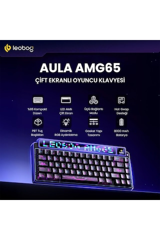 Leobog Amg65 Mekanik Gaming Oyuncu Klavyesi Led Matrix Ekranlı Silent Cotton Candy Switch Rgb Hot Swap Siyah