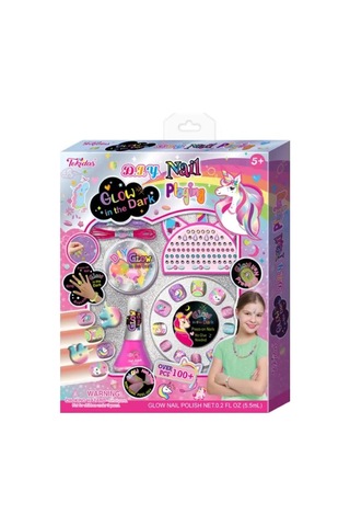 Tokidas D.ı.y Nail Playing/glow İn The Dark - Unicorn Temalı Stickerlı Glow Çocuk Takma Tırnak Seti T035