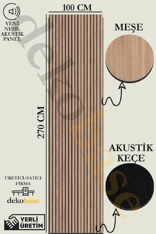 Meşe 100x270 Cm Yeni Nesil Akustik Ahşap Duvar Paneli